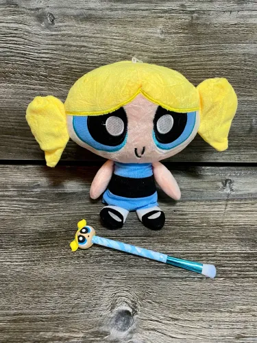 Lindinha, Meninas Super Poderosas, Pelúcia + Pincel de Maquiagem 