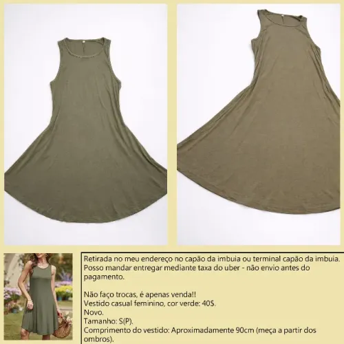 Vestido casual verde P novo