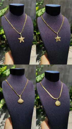 Colar dourado feminino em aço inoxidável