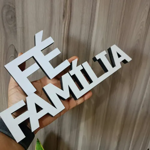 Placas Decorativas laqueada branca FÉ e FAMÍLIA