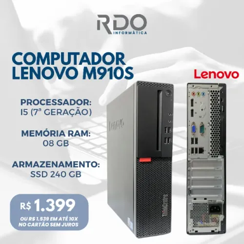 PC Lenovo M910S i5 7ª Geração 8GB SSD 240GB - Ideal para trabalhos & estudos