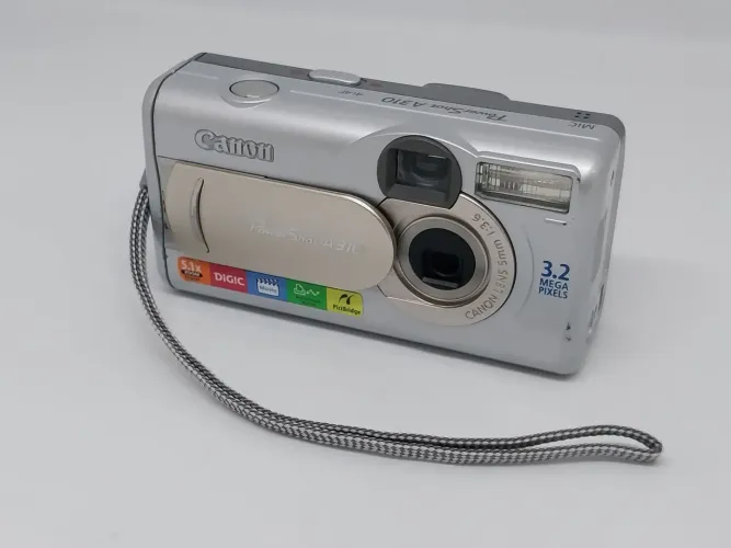 Câmera Digital Vintage Canon PowerShot A310 3.2MP Y2K + Cartão CF 64MB - Perfeito Estado!