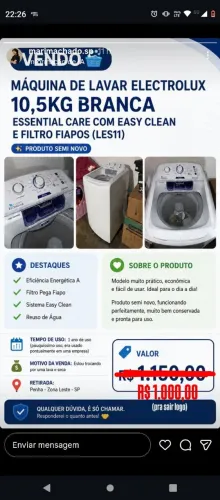 Máquina de lavar semi nova