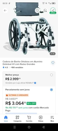Cadeira de banho ortobras