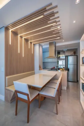 Paine ripado amadeirado madeirado com led