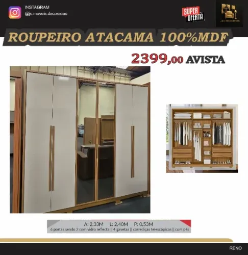 ROUPEIRO ATACAMA VIDRO REFLECTA MDF