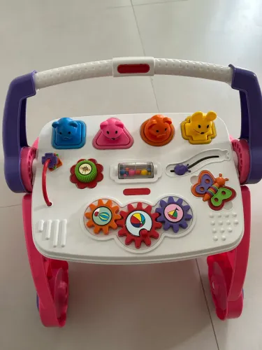 Andador Didático 3 em 1 Com Som Rosa Mesa Infantil Poliplac