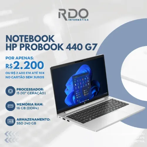 Notebook HP ProBook 440 G7 i5 10ª gen, 16GB RAM, 240GB SSD - Alto desempenho! 