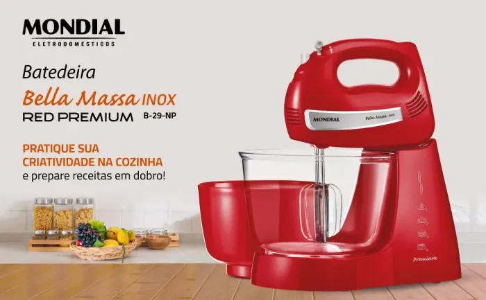 Batedeira Bella Massa Inox Red Premium