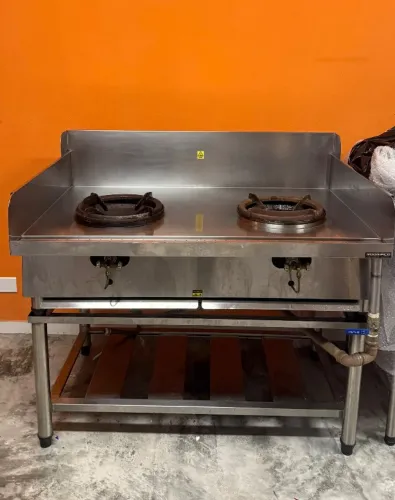 Fogão Wok Industrial Rodriaço (feito sob medida) - 2 Bocas - Aço Inox AISI 304