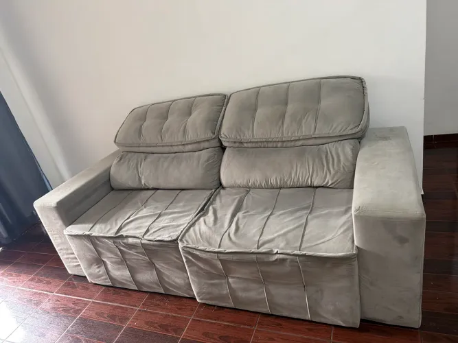 Sofá Retrátil 1,80m 2 Lugares - Cinza Claro - Usado