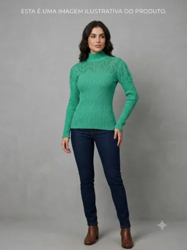 Blusa Feminina Tricô Verde M - (Nunca Usada / Preço Desapego)