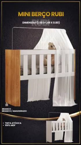MINI BERÇO RUBI COM COLCHÃO