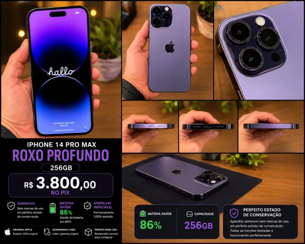 Iphone 14 Pro Max 256GB - Roxo Profundo - Seminovo