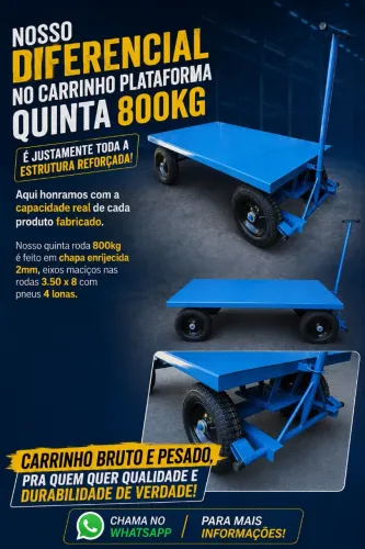 Carrinho plataforma 800kg de Chapa