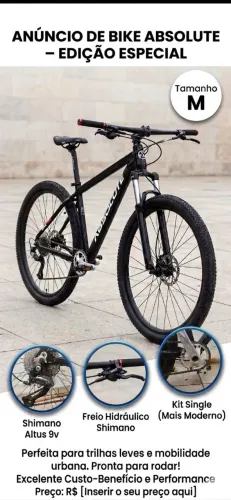 Mountain Bike Absolute Nero 5 (Aro 29) - Tamanho M | Freio Hidráulico Shimano + 1x9v