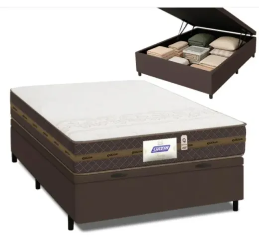 Cama box baú casal marrom Gazin