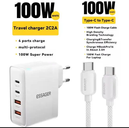 Carregandor Essager 100W + Cabo de 1 Metro 
