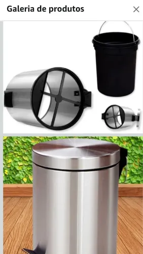 2 Lixeiras de Aco Inox de 5 Litros com Pedal e Cesto Interno 
