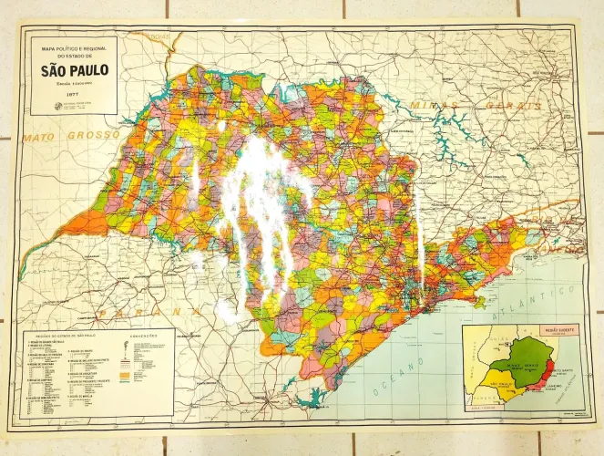 Mapa antigo estado de São Paulo 1976 perfeito