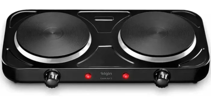 Fogão Elétrico Portátil 2 Bocas Cooktop Mesa Inox com Controle de Temperatura 2000W Elgin