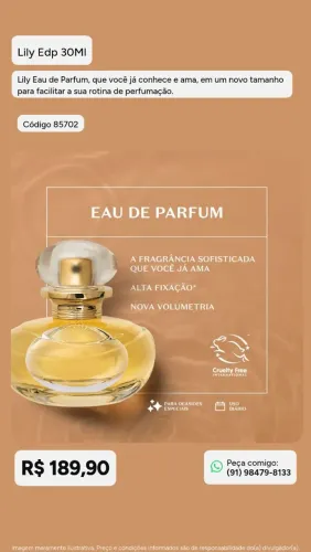 PERFUME LILLY EAU DE PARFUM DO BOTICÁRIO.