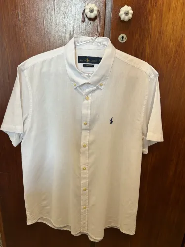 Camisa de linho Polo Ralph Lauren branca TAM G