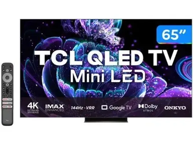 TCL QLED TV 65 - 65C835 4K UHD MINI LED Google TV, 144Hz-VRR, DOLBY VISION IQ +ATMOS