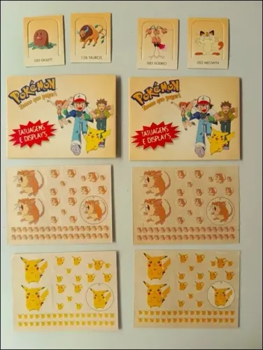 Kit 2 Envelopes Tatuagens e Display's Pokémon Temos Que Pegar! (Itaipu) Raridade Extrema A
