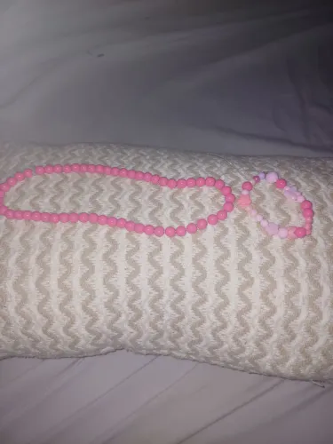 kit colar e pulseira infantil rosa