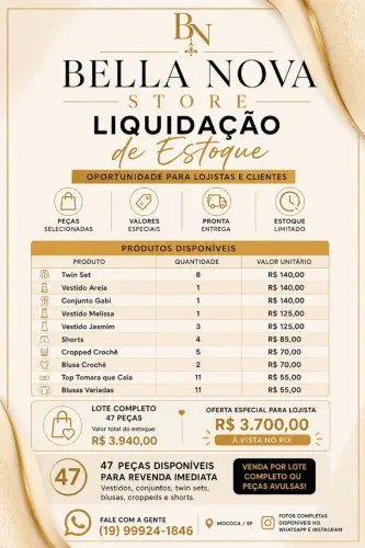 Liquidação de Estoque  Roupas Femininas 