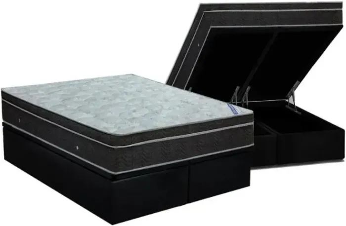 Colchão Resistence King Gray + Cama Base Baú King Black