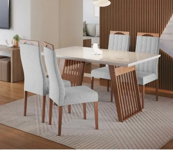 Conjunto Sala De Jantar Moscou Com 4 Cadeiras Grecia Madetal
