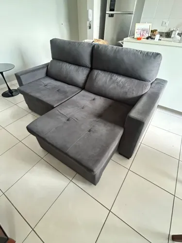Sofá Chaise com Cabeceira Reclinável Grafite Tok Stok