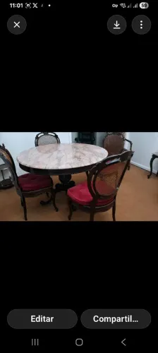 MESA DE JANTAR JACARANÐA COM TAMPO MÁRMORE (Português e/ou Italiano) E ALMOFADAS