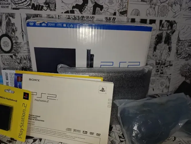 Console PlayStation 2 Slim na Caixa com Manuais (Tudo Original)