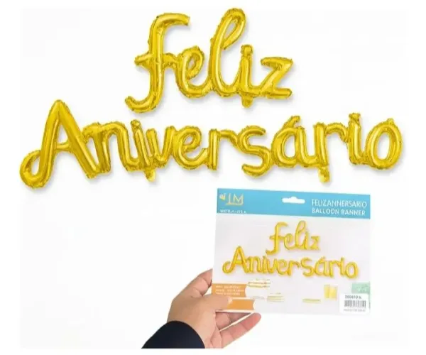 Fase feliz aniversário em balão