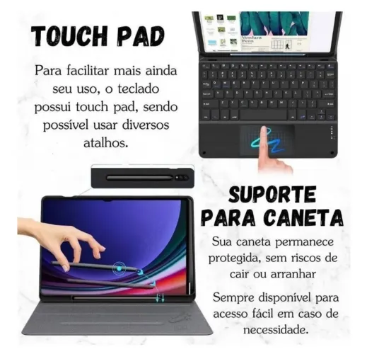 Capa Com Teclado Tab Samsung S10 Fe 10.9 Imantado Usb Sleep