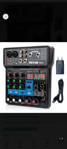 Mesa de som automotivo e 2 microfone sem fio