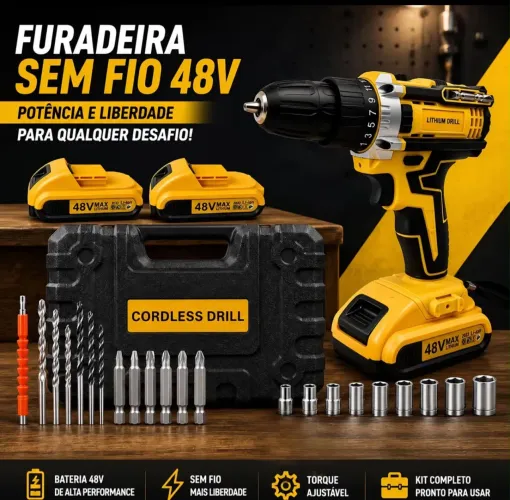 Furadeira/parafusadeira 2 Baterias 48V