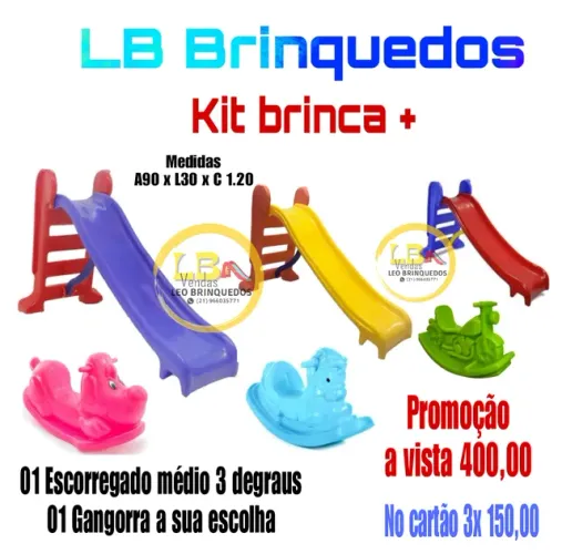 Kit 01. Escorregador M + 01 gangorra simples .