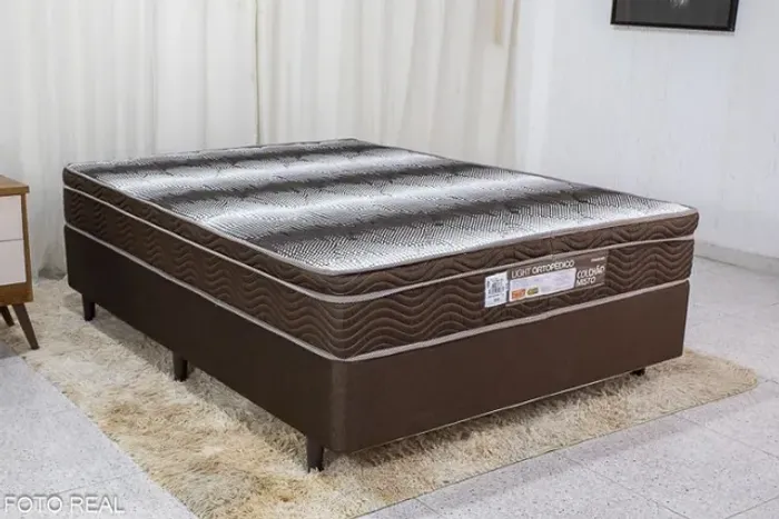 Base Casal Classic Anjos + Colchão Casal Ortopédico Ortobom Até 12x - Frete Grátis