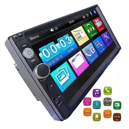 Central Multimídia Universal Mp5 Espelhamento Bluetooth 7"