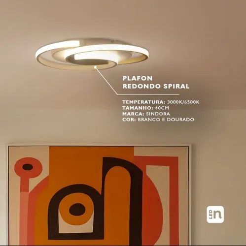 Plafon led redondo spiral 3000k/6500k sindora