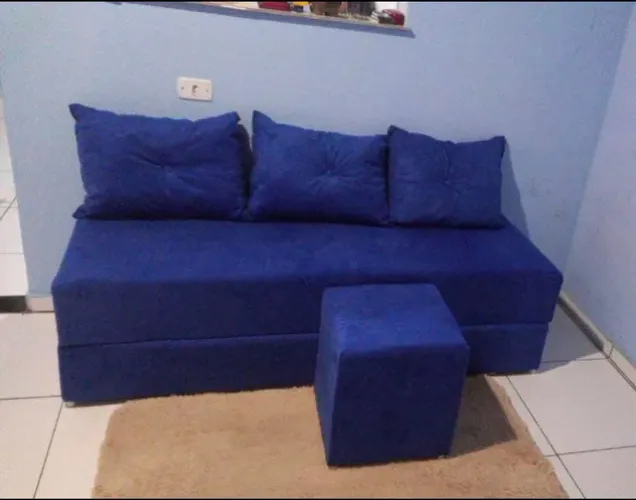 Sofa/ cama + 01 puff preço de fábrica 