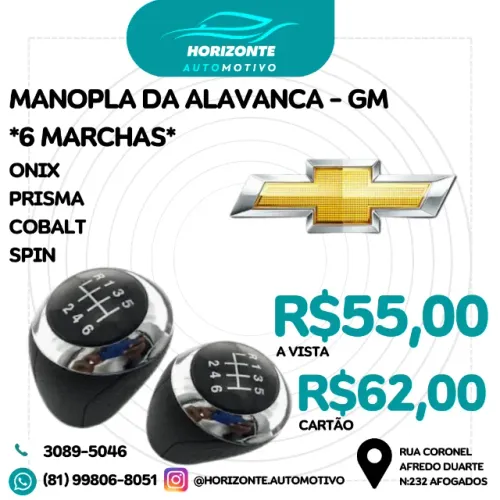 Manopla alavanca câmbio Onix Prisma Cobalt Spin 2017/