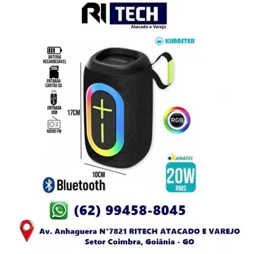 Caixa De Som 20W Bluetooth Resistente a água IPX6 Bateria Até10 Horas Kimaster K510