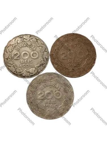 3 Moedas 200 Réis 1938,40,42