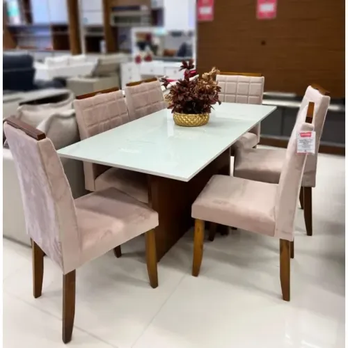 Mesa de Jantar  160x90 Esparta c/ 6 Cadeira Las Vegas Madeira Maciça- Entrega Rápida