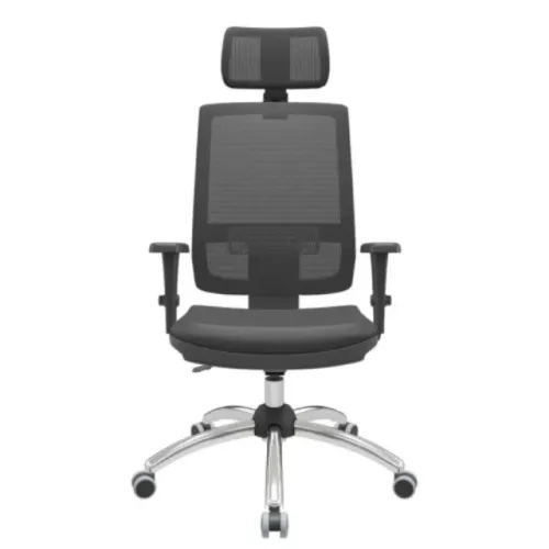 Cadeira Cromada Tela com Relax Braço 3D Apoio de Cabeça